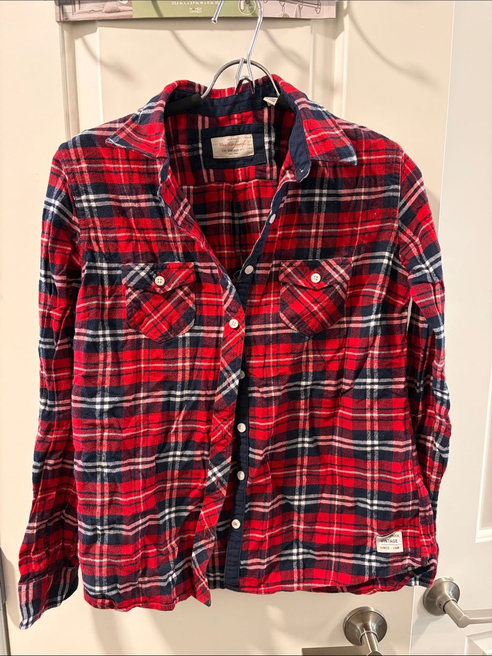 Red & Navy Plaid Flannel Shirt